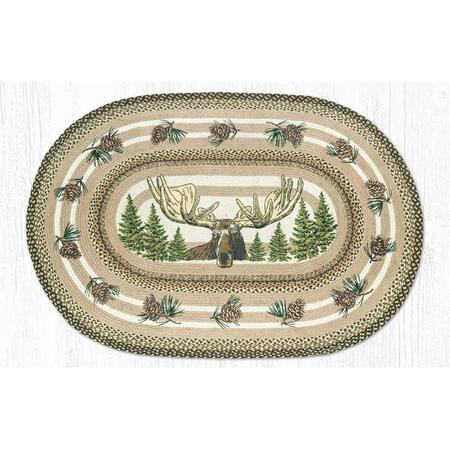 CAPITOL IMPORTING CO Area Rugs, 20 X 30 In. Jute Oval Bull Moose Patch 65-051BM